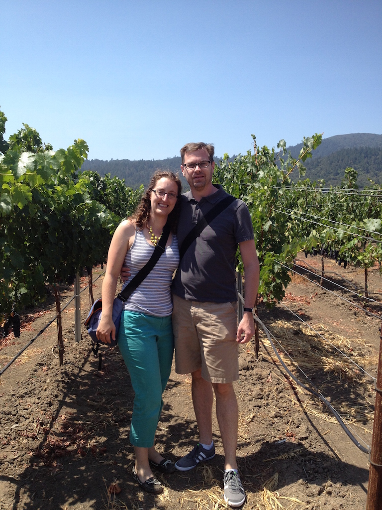 Jeremy and me in amongst the vineyards at Mondavi.